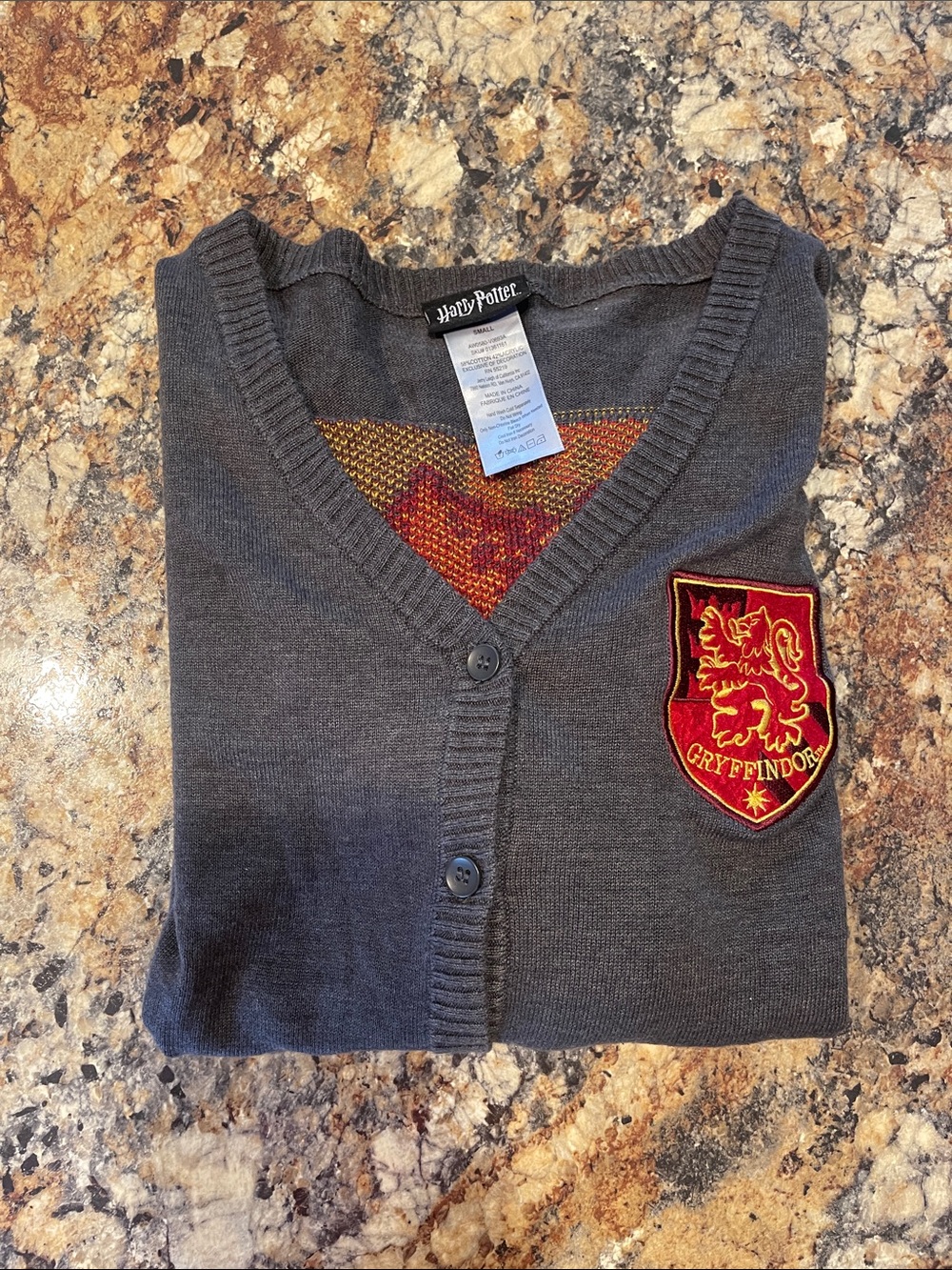Harry Potter Gryffindor Crest Stripe V-Neck Cardigan - Small - Picture 6 of 7